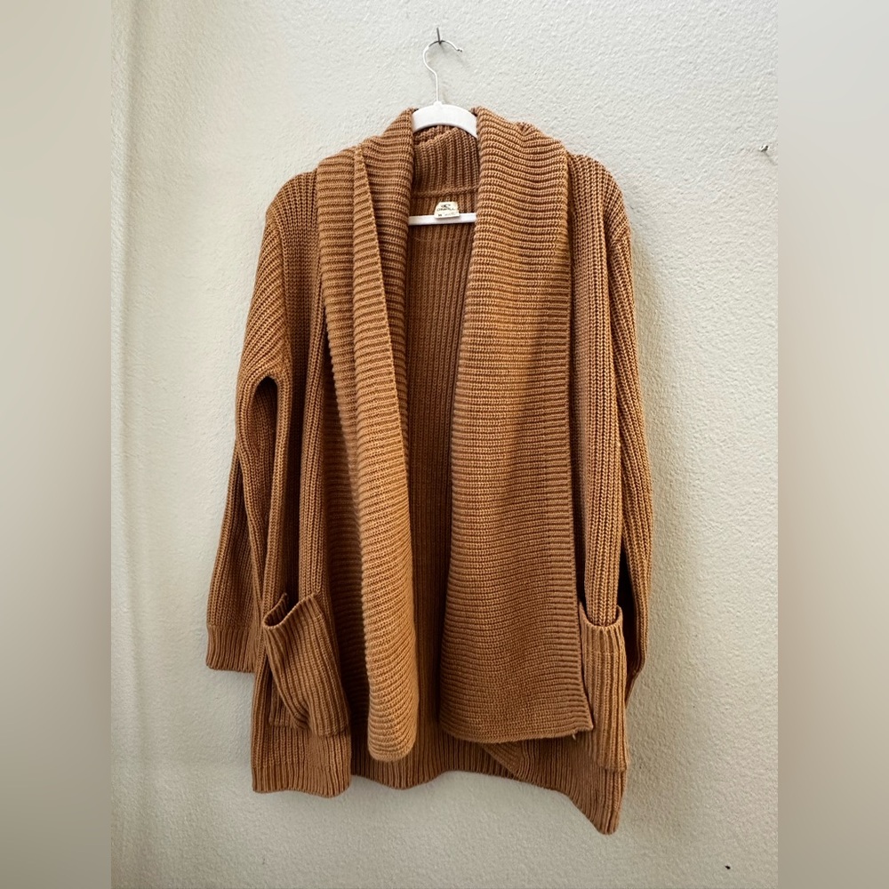 O'NEILL brown chunky  knitted oversized open draped cardigan sweater NWT women M